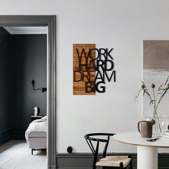 Wallity Work Hard Dream Big Escultura de Pared Negro y Nogal Wallity Work Hard Dream Big Escultura de Pared Negro y Nogal